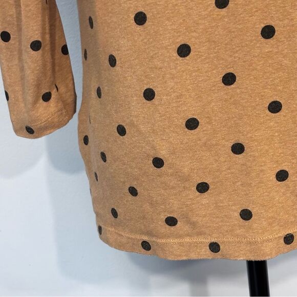 Land's End | Women’s Tan Black Polka Dot Boat Neck Cotton Sweater Top Size S - Picture 11 of 15